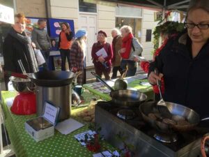 Bridport Food Matters stall on Farmers' Market, December 12 2020